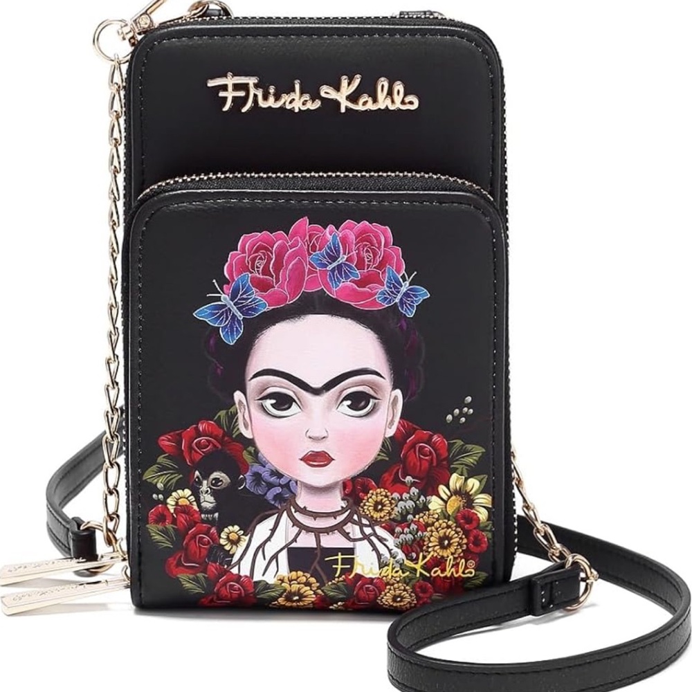 Black Floral Crossbody Phone Bag